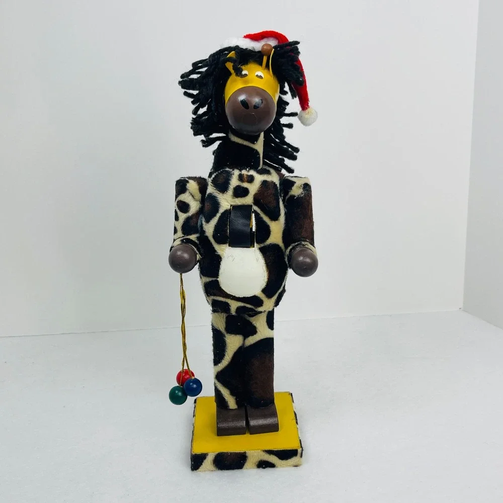 Giraffe Christmas Nutcracker Safari Animal Print Santa Hat 12 Inch Decor